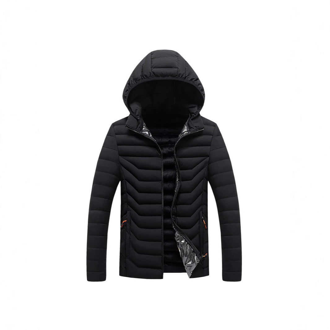 Herren Ultraleichte gesteppte Kapuzenjacke mit Chevron-Steppung, winddichter Außenlage und Thermofutter Shop Nory