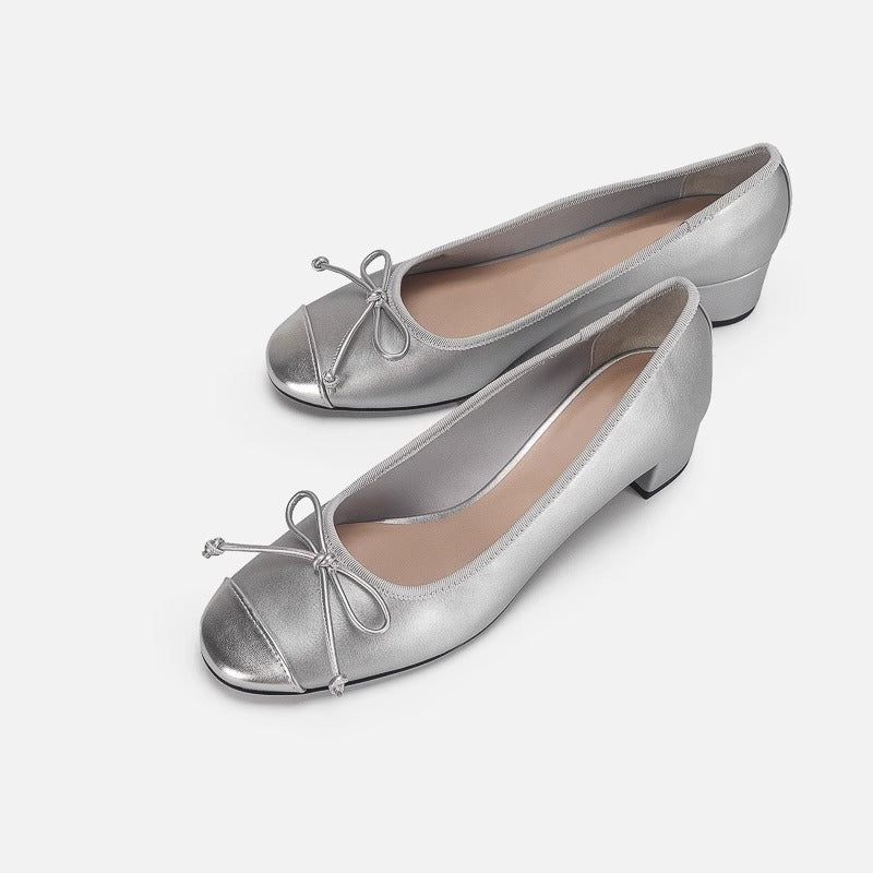 Damen Ballerinas mit elegantem Schleifendetail und glänzendem Obermaterial