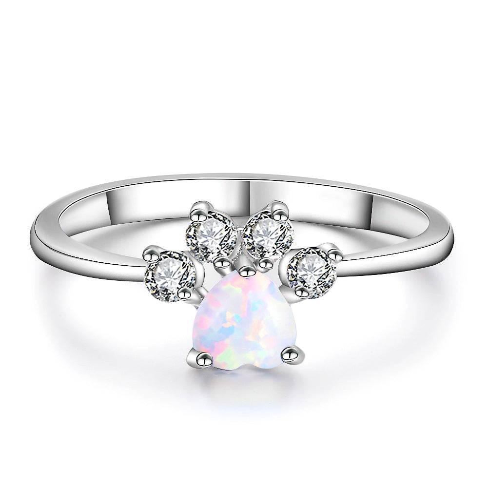 Damen Ring mit hochwertigem opalisierendem Stein und funkelnden Zirkonia-Shop Nory