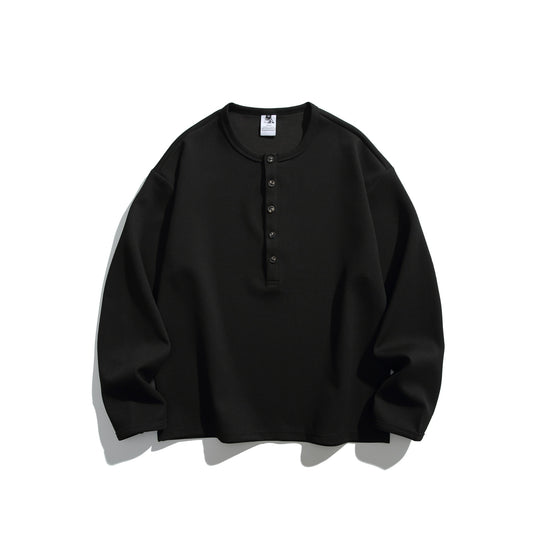 Unisex Waffelstrick-Henleyshirt mit Knopfleiste und Rundhalsausschnitt Shop Nory
