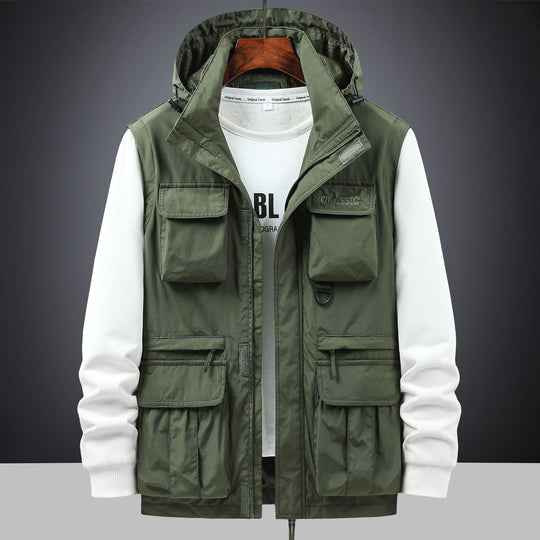 Herren Utility-Parka mit Multifach-Taschen, Kapuze und D-Ring Shop Nory