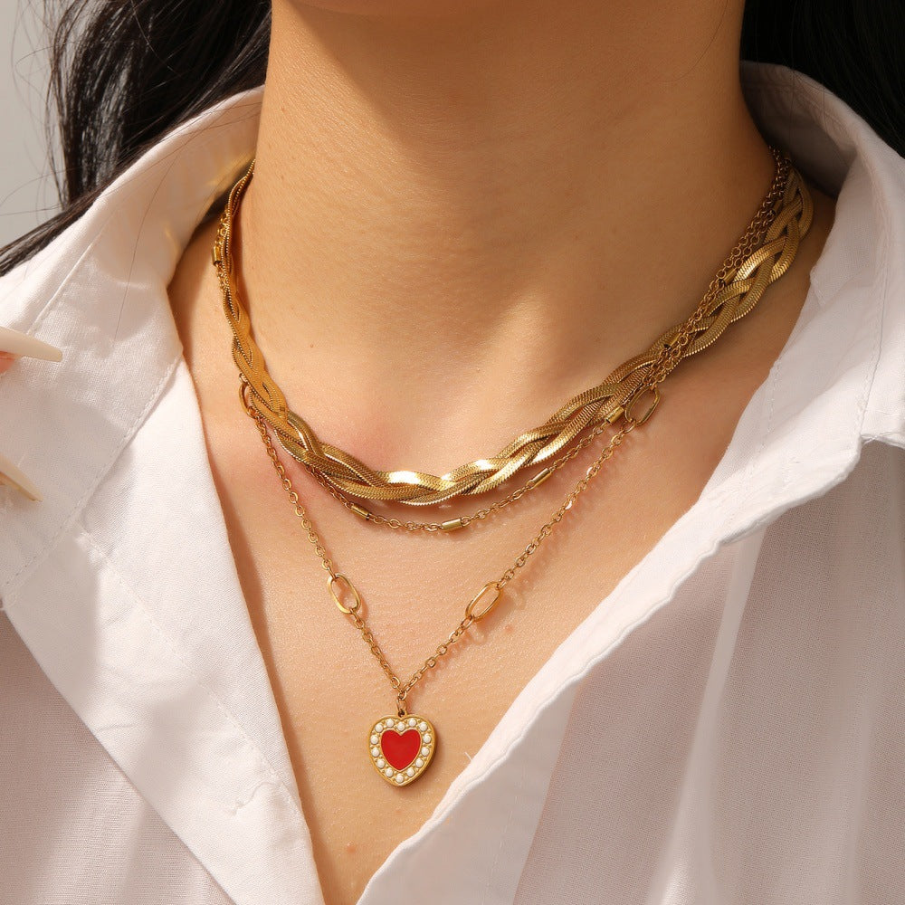 Damen Halskette mit herzförmigem Anhänger und glänzenden Akzenten Shop Nory