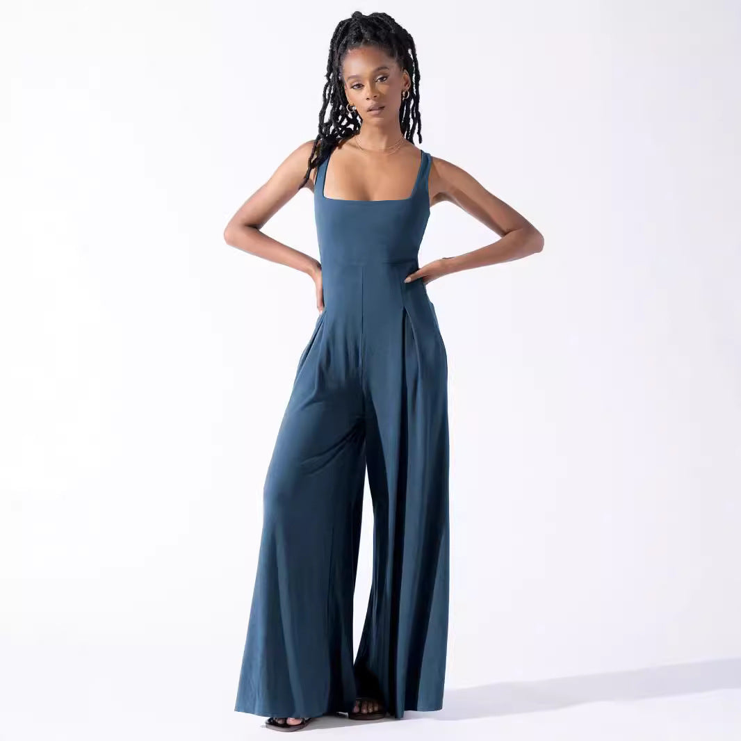 Damen Jumpsuit mit weit geschnittenem Bein und tiefem Rückenausschnitt