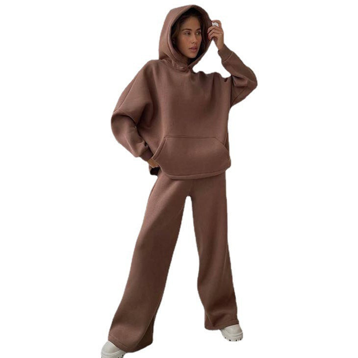 Damen nan Cozy-Komplettset mit extraweichem Oversize-Hoodie, Kängurutasche und High-Waist Palazzo-Sweathose Shop Nory