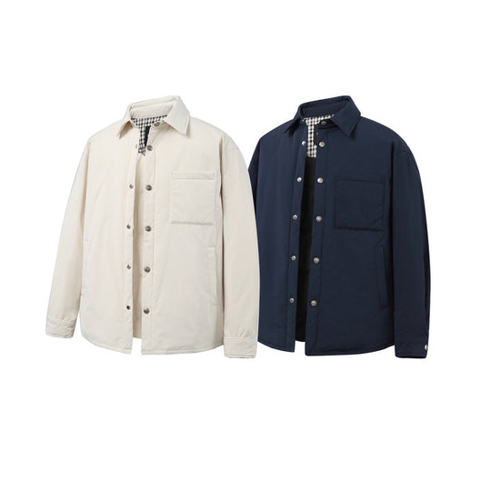 Unisex Boxy wattierte Hemdjacke mit Druckknöpfen, Brusttasche und Thermofutter Shop Nory