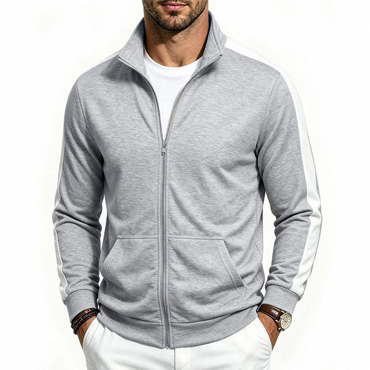 Herren Athletische Trainingsjacke mit durchgehendem Reißverschluss und kontrastierter Schulterstreifen Shop Nory