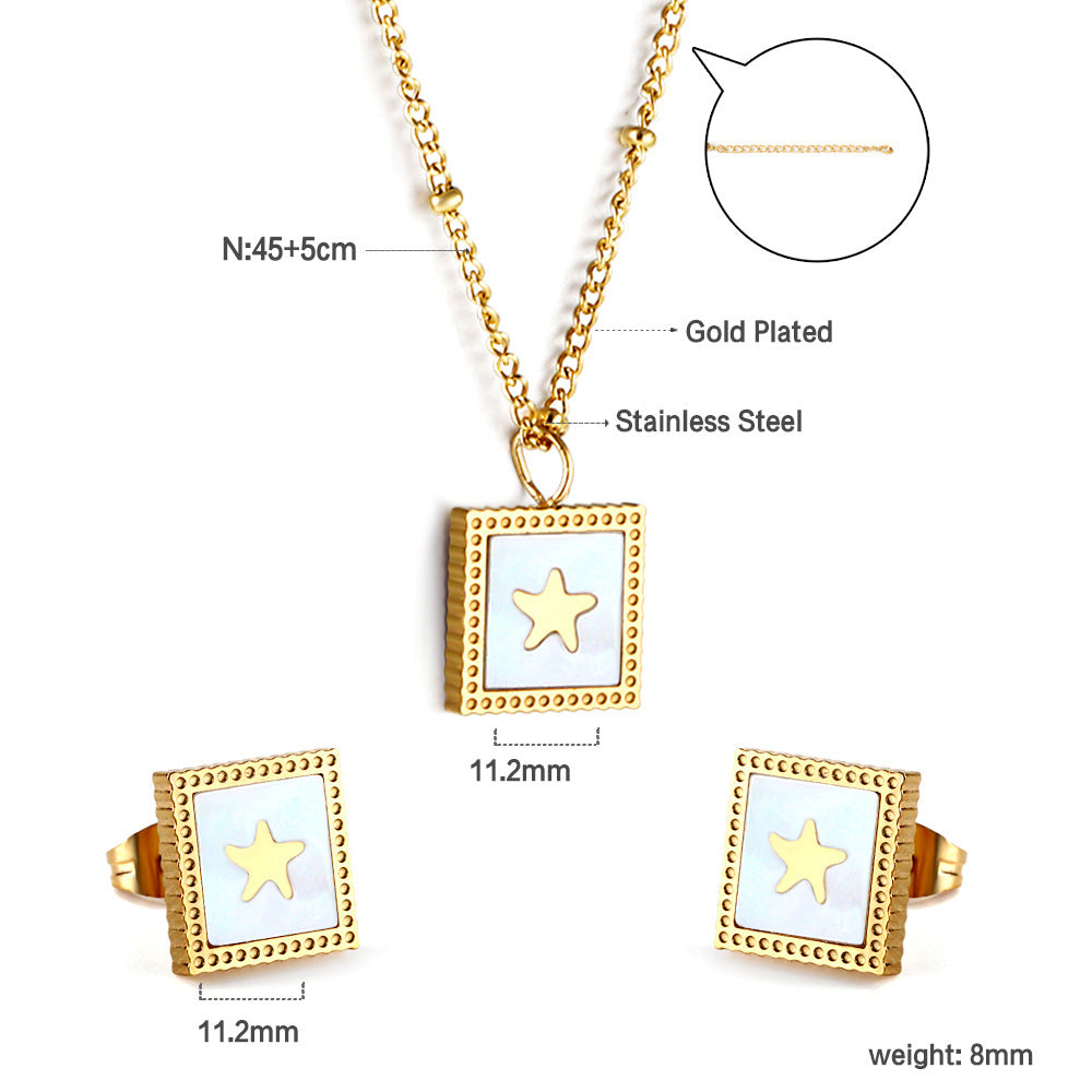 Damen Schmuckset mit glänzendem Sternenanhänger aus antiallergischem Edelstahl Shop Nory