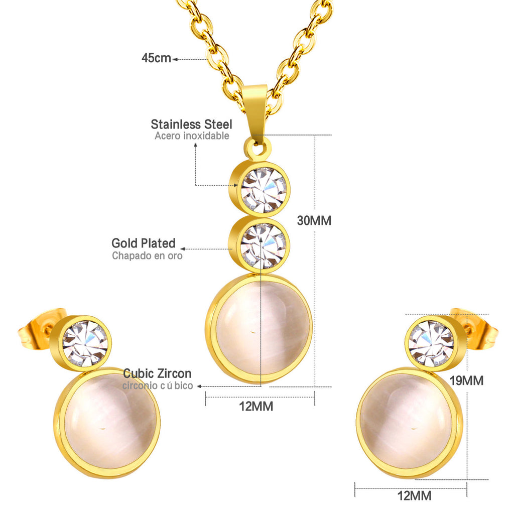 Damen Schmuckset mit zartem Perlenanhänger und funkelndem Zirkonia Shop Nory