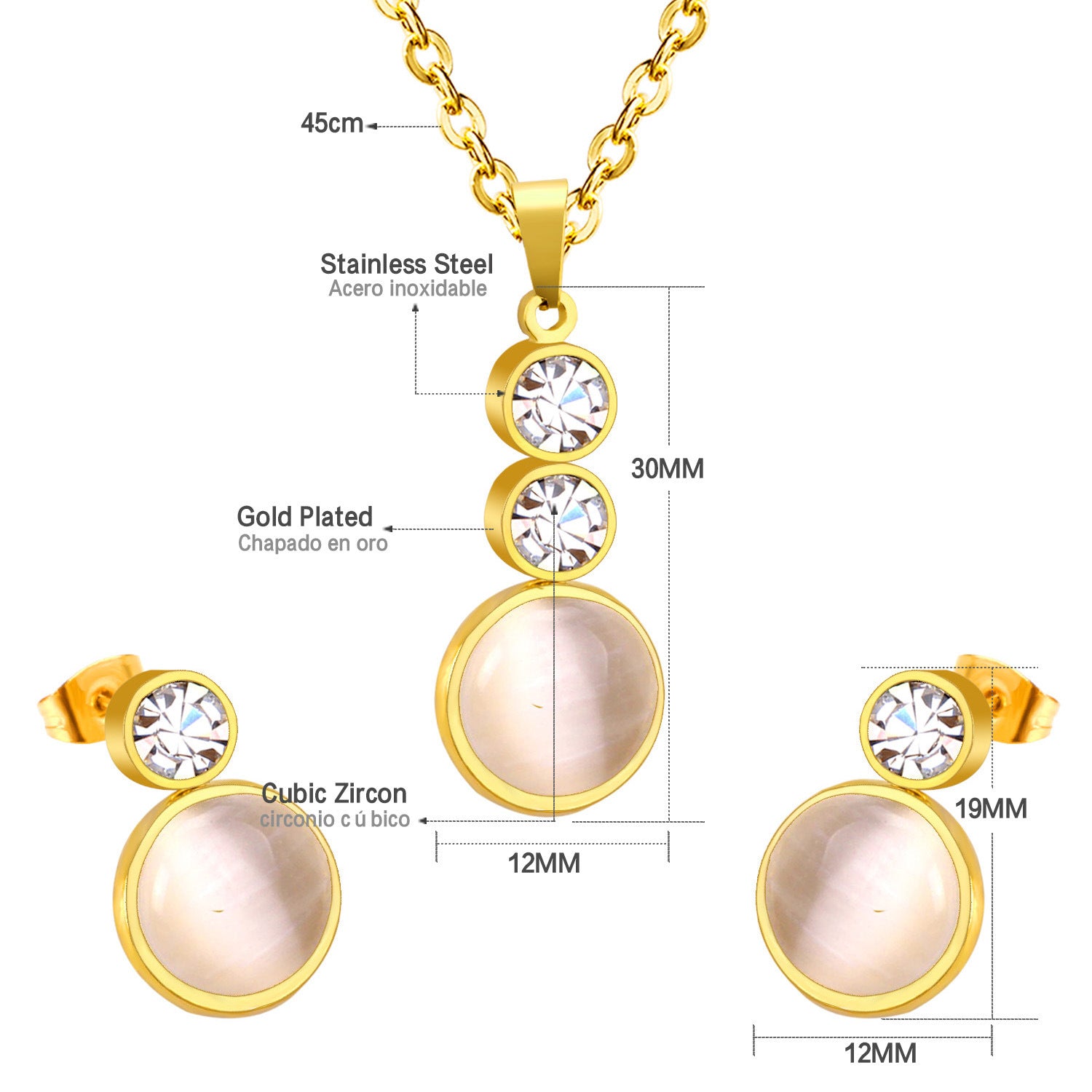 Damen Schmuckset mit zartem Perlenanhänger und funkelndem Zirkonia Shop Nory