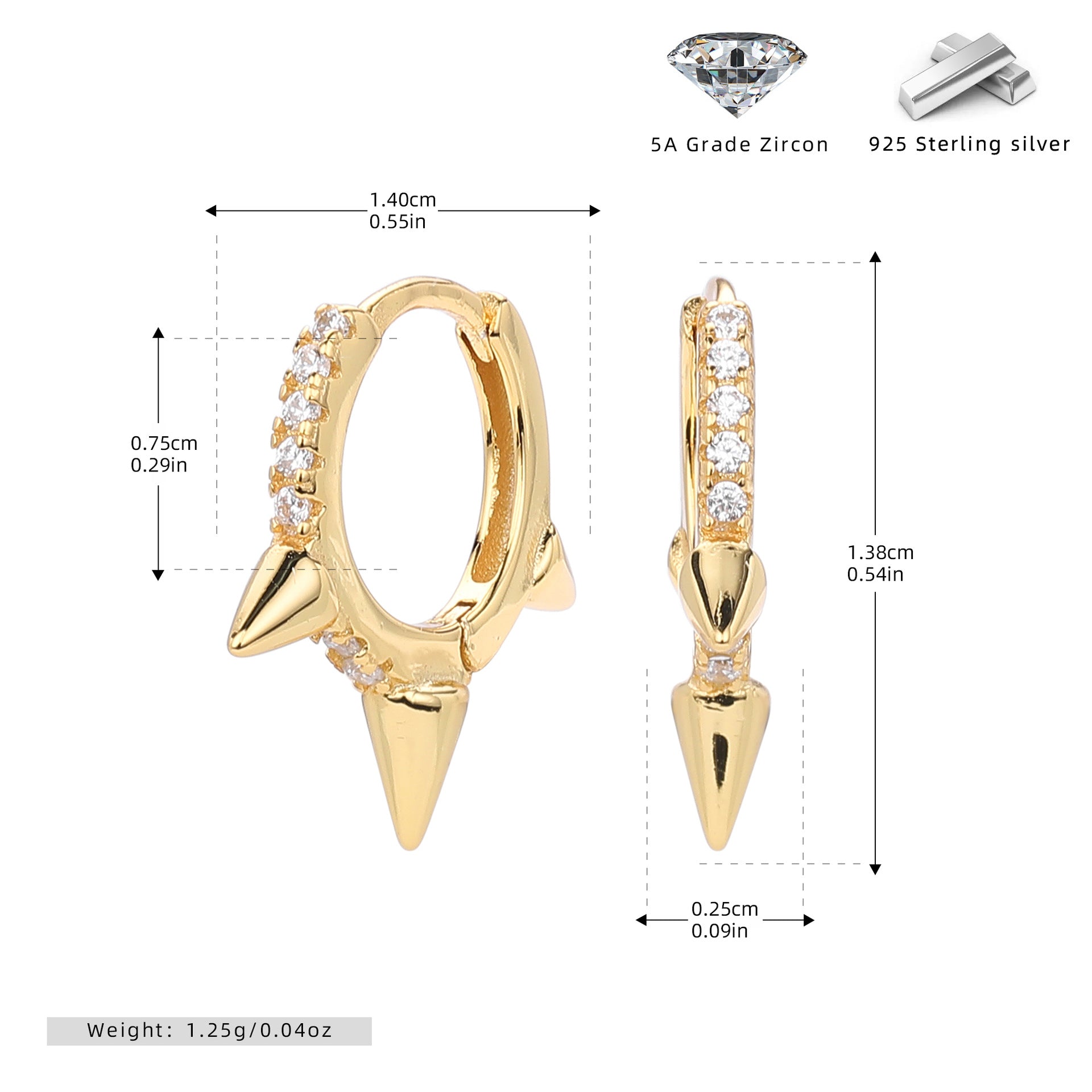Damen Ohrringe mit spitzem Design und funkelnden Zirkonen Shop Nory
