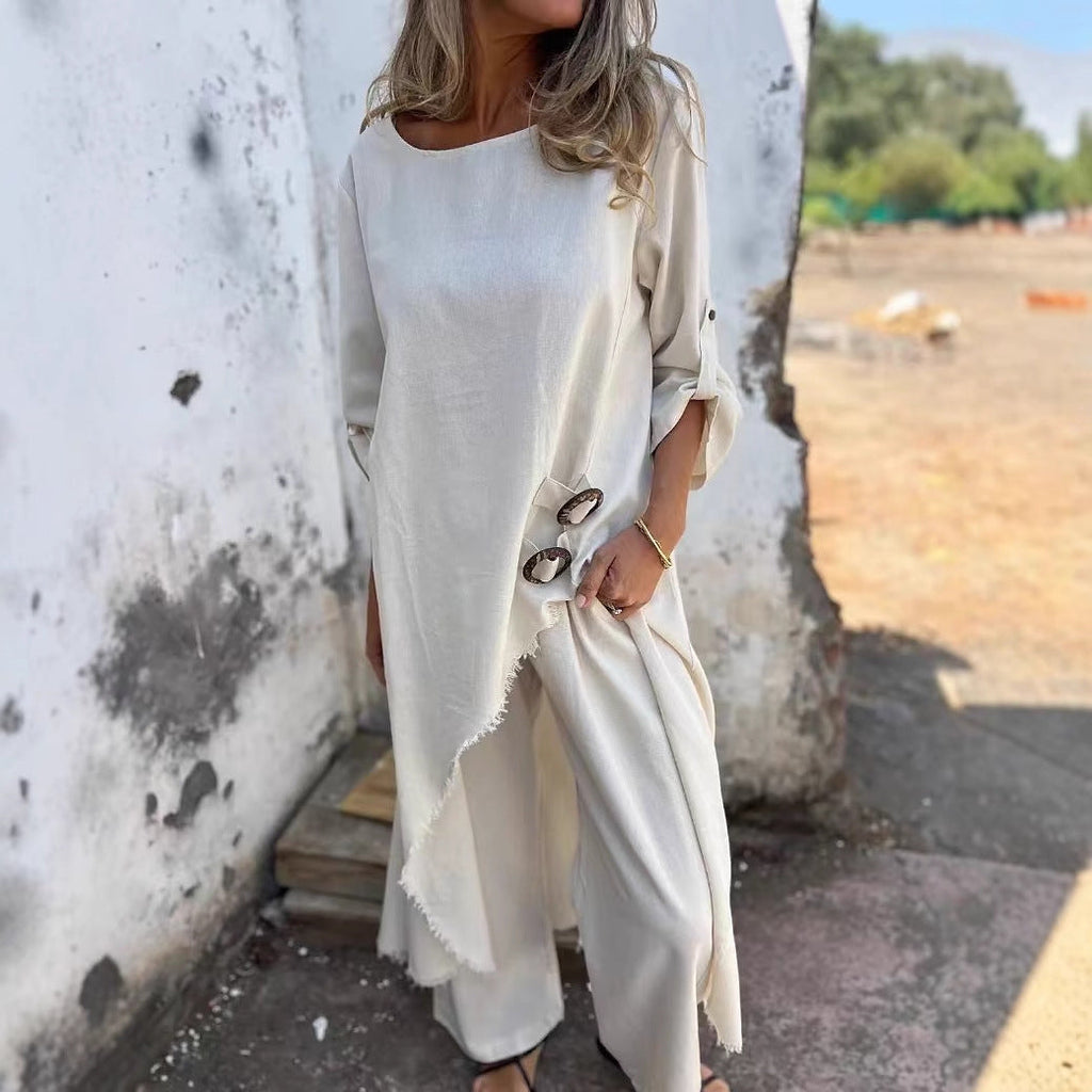Damen Oversize Strandkleid mit Knopfdetails