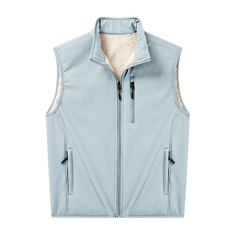 Herren Sherpa-gefütterte Softshell-Weste mit Stehkragen und Reißverschlusstaschen Shop Nory