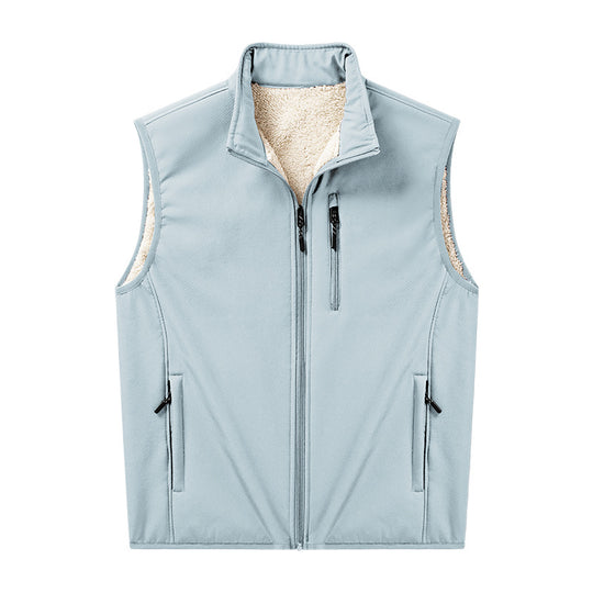 Herren Sherpa-gefütterte Softshell-Weste mit Stehkragen und Reißverschlusstaschen Shop Nory