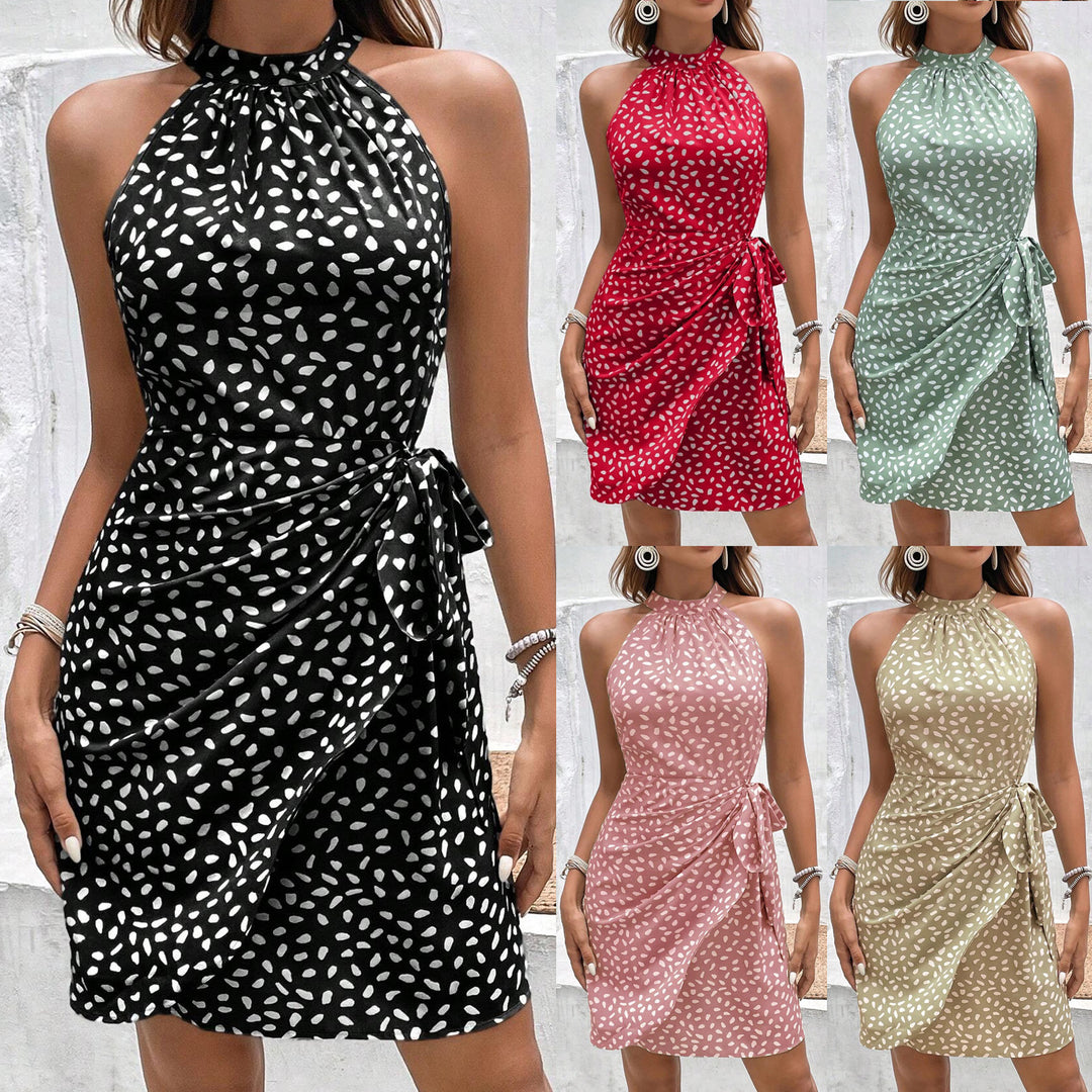 Damen Neckholder-Wickelkleid aus leichtem Satin mit Bindegürtel Shop Nory