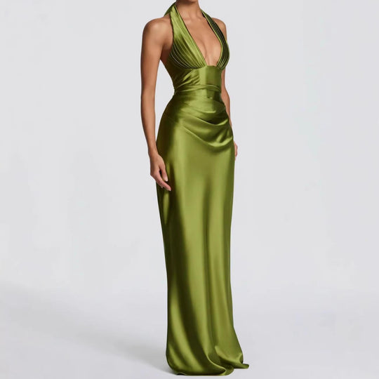 Damen Elegantes langes Abendkleid mit tiefem V-Ausschnitt Shopnory