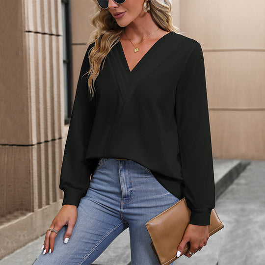 Damen V‑Ausschnitt Longsleeve aus feinem Stretch‑Viskosejersey mit taillierter Schnittführung Shop Nory