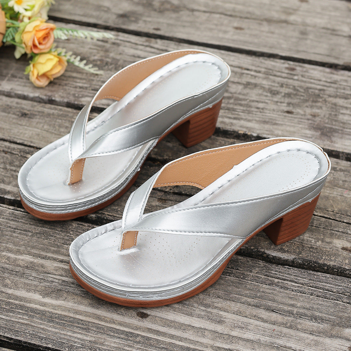 Damen Elegant Schlüpfsandalen mit Absatz