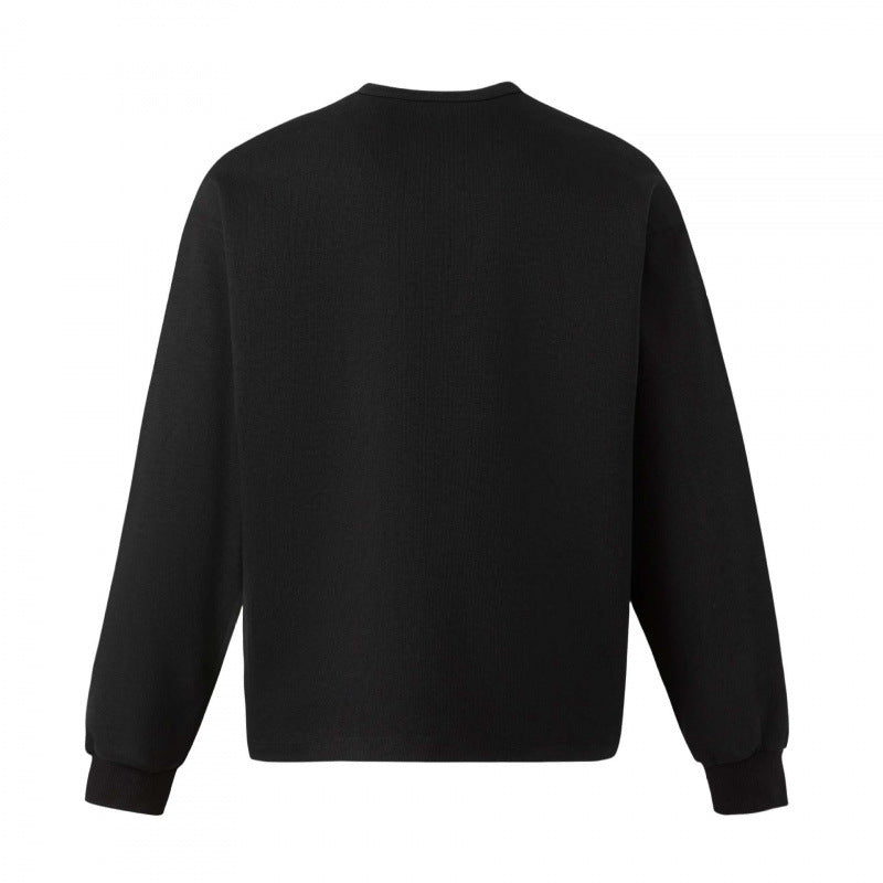 Unisex Oversize-Sweatshirt mit Henley-Ausschnitt und verschwommenem Schmetterlings-Print Shop Nory