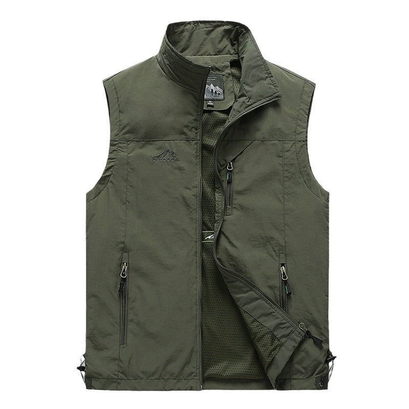 Herren Multifunktionale Utility-Weste mit Stehkragen, Reißverschlusstaschen und atmungsaktivem Meshfutter Shop Nory