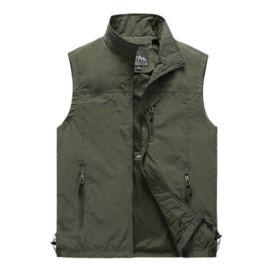 Herren Multifunktionale Utility-Weste mit Stehkragen, Reißverschlusstaschen und atmungsaktivem Meshfutter Shop Nory