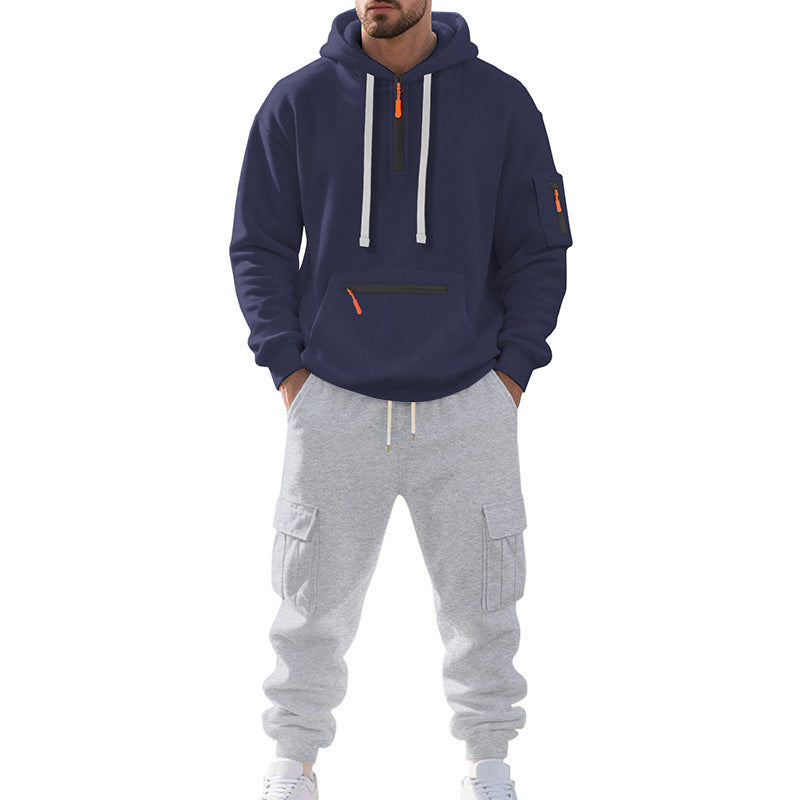 Herren Zweiteiliger Performance-Jogginganzug mit Kapuzen-Hoodie, wasserabweisenden Reißverschlüssen und Cargo-Jogger Shop Nory