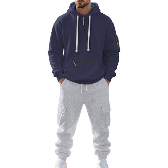 Herren Zweiteiliger Performance-Jogginganzug mit Kapuzen-Hoodie, wasserabweisenden Reißverschlüssen und Cargo-Jogger Shop Nory
