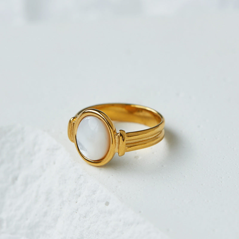 Damen eleganter Goldring mit Perlmutt-Einsatz Shop Nory