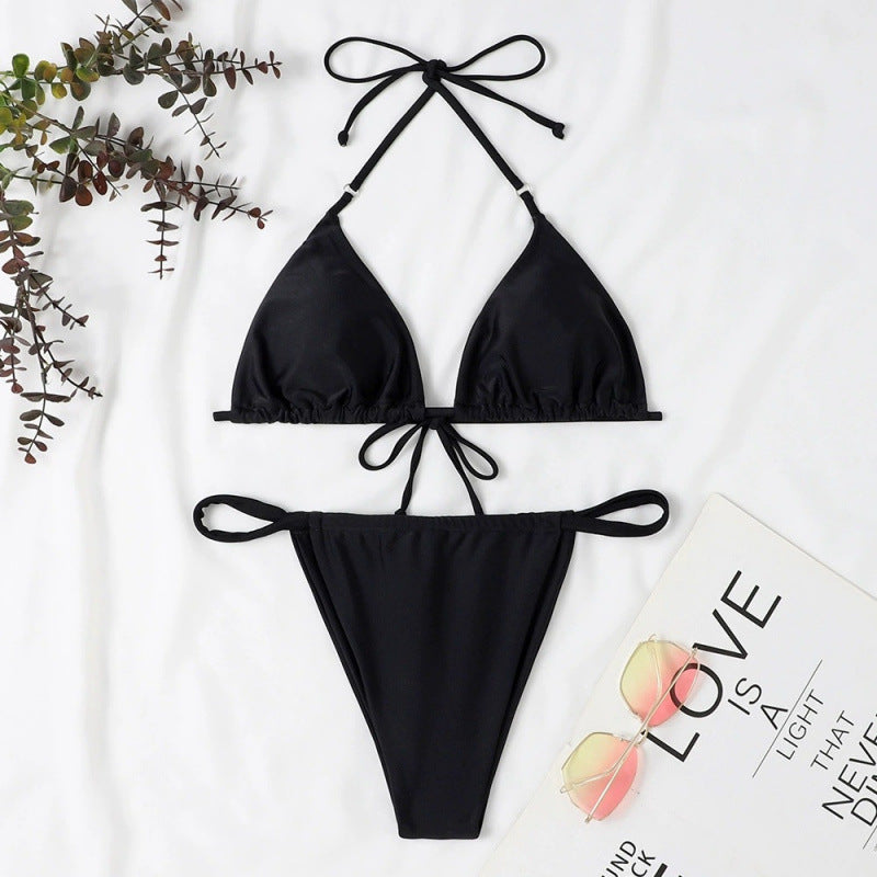 Damen Triangel-Bikini mit verstellbaren BindShopnoryändern und elastischem Bund