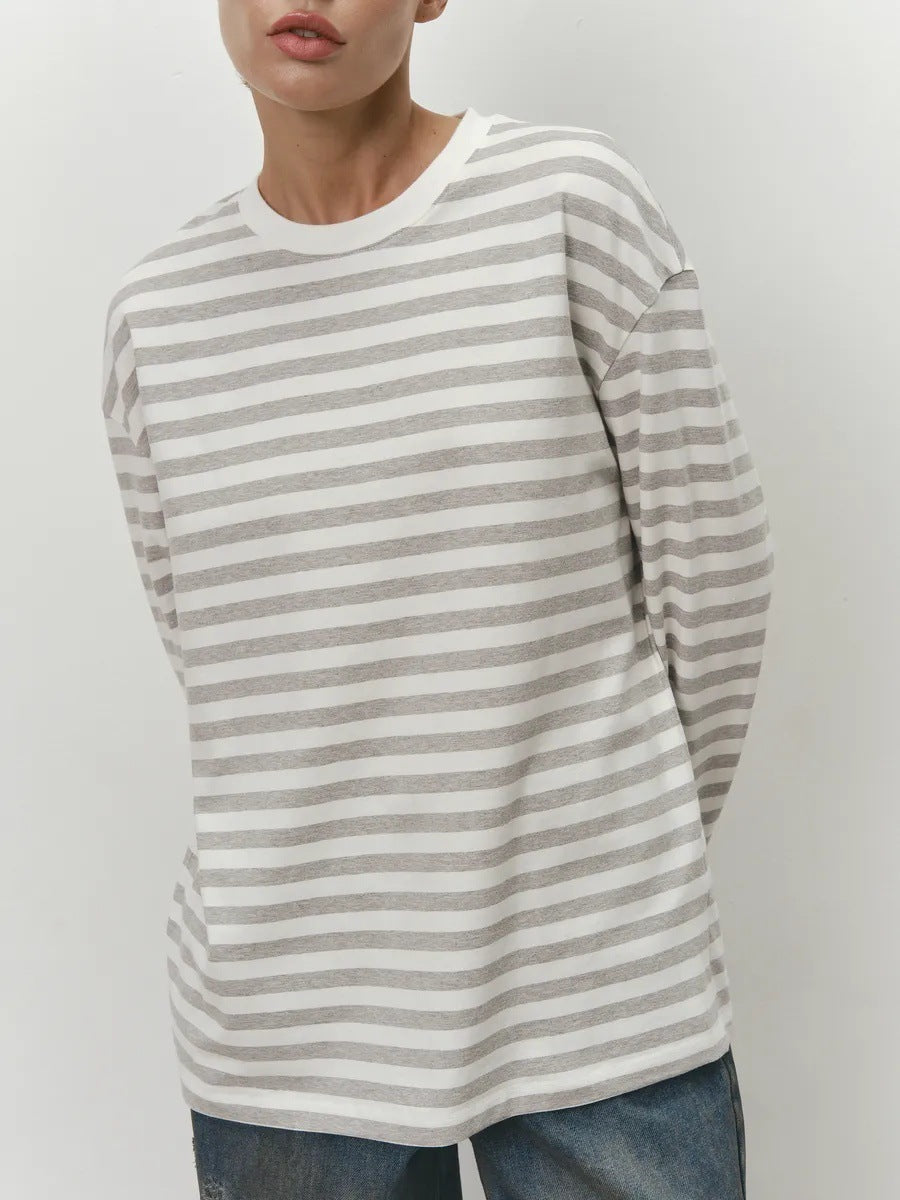 Damen Lässiges gestreiftes Langarmshirt Shop Nory
