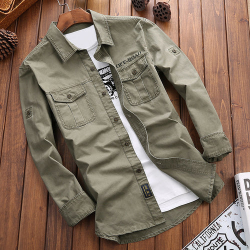 Herren Longline Canvas-Overshirt im Utility-Stil mit Brustpattentaschen Shop Nory