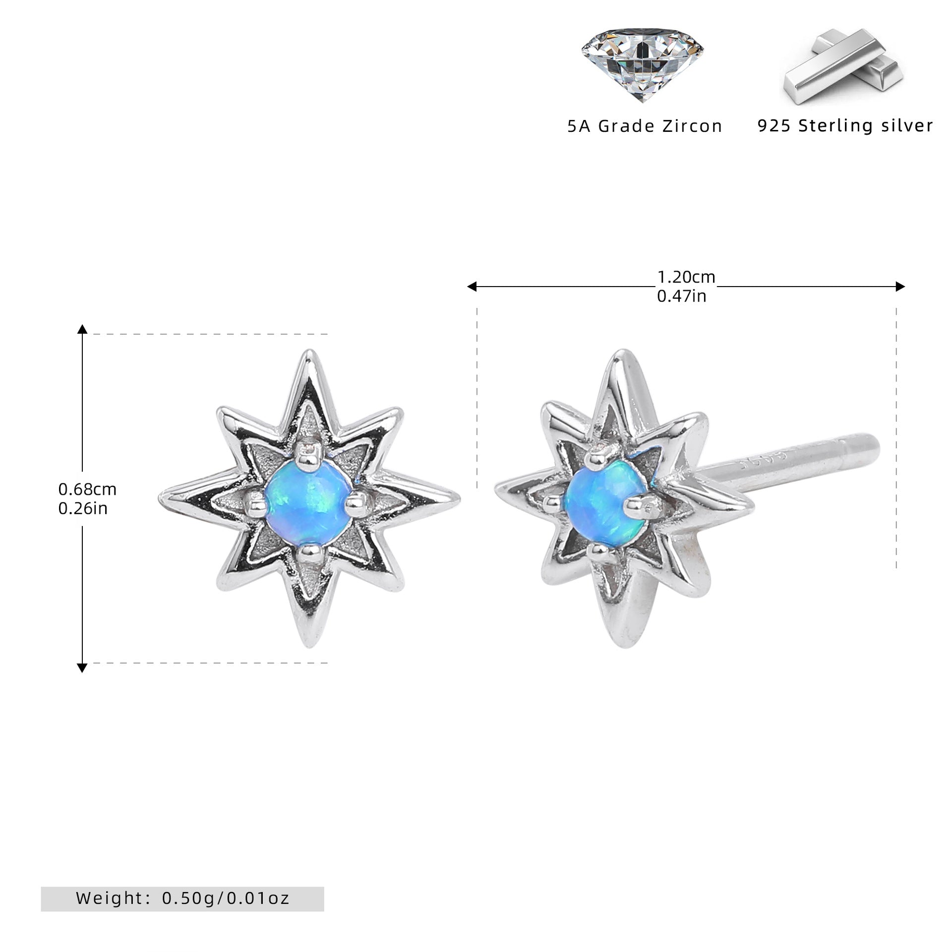 Damen Ohrstecker im kreativem Sonnenstern-Design aus hochwertigem 925 Sterling Silber Shop Nory