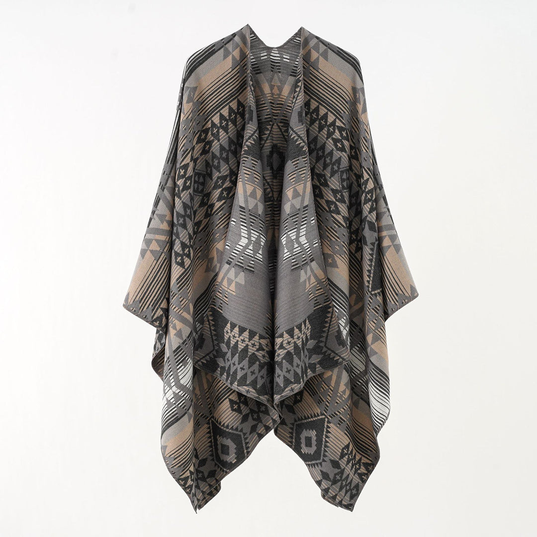 Damen Oversize-Überwurf im gewebten Ethno-Jacquard mit asymmetrischem Zipfelsaum Shop Nory