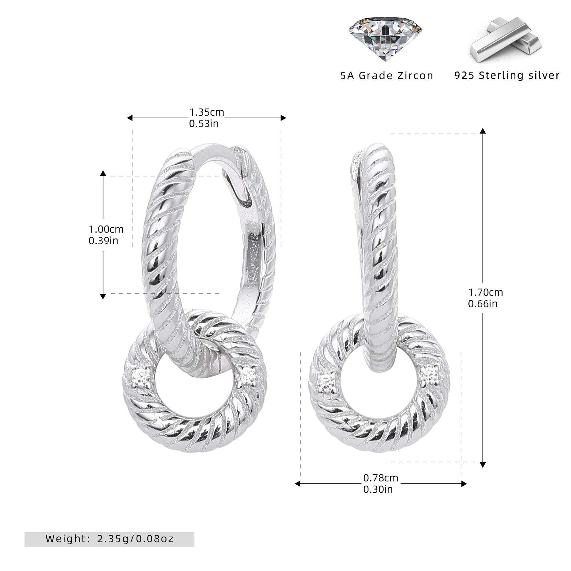 Damen Creolen mit elegantem Ketten- und Zirkon-Design Shop Nory