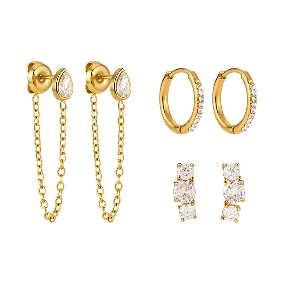 Damen Ohrhänger mit funkelnden Zirkonia und elegantem Kettenanhänger Shop Nory