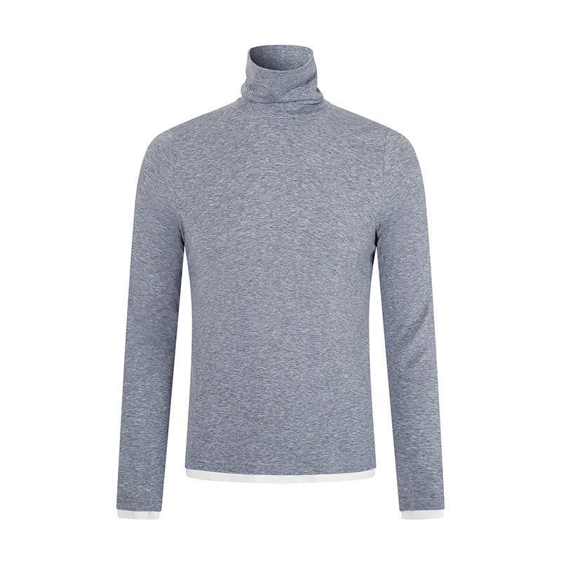 Herren Slim-Fit Rollkragen-Feinstrickshirt mit Melange-Jersey und Stretch Shop Nory