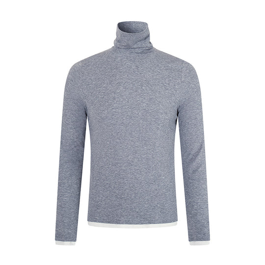 Herren Slim-Fit Rollkragen-Feinstrickshirt mit Melange-Jersey und Stretch Shop Nory