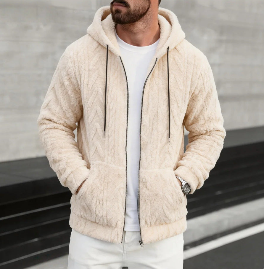 Herren kuschelige Kapuzenjacke aus Teddyfleece mit durchgehendem Reißverschluss und Kängurutaschen Shop Nory