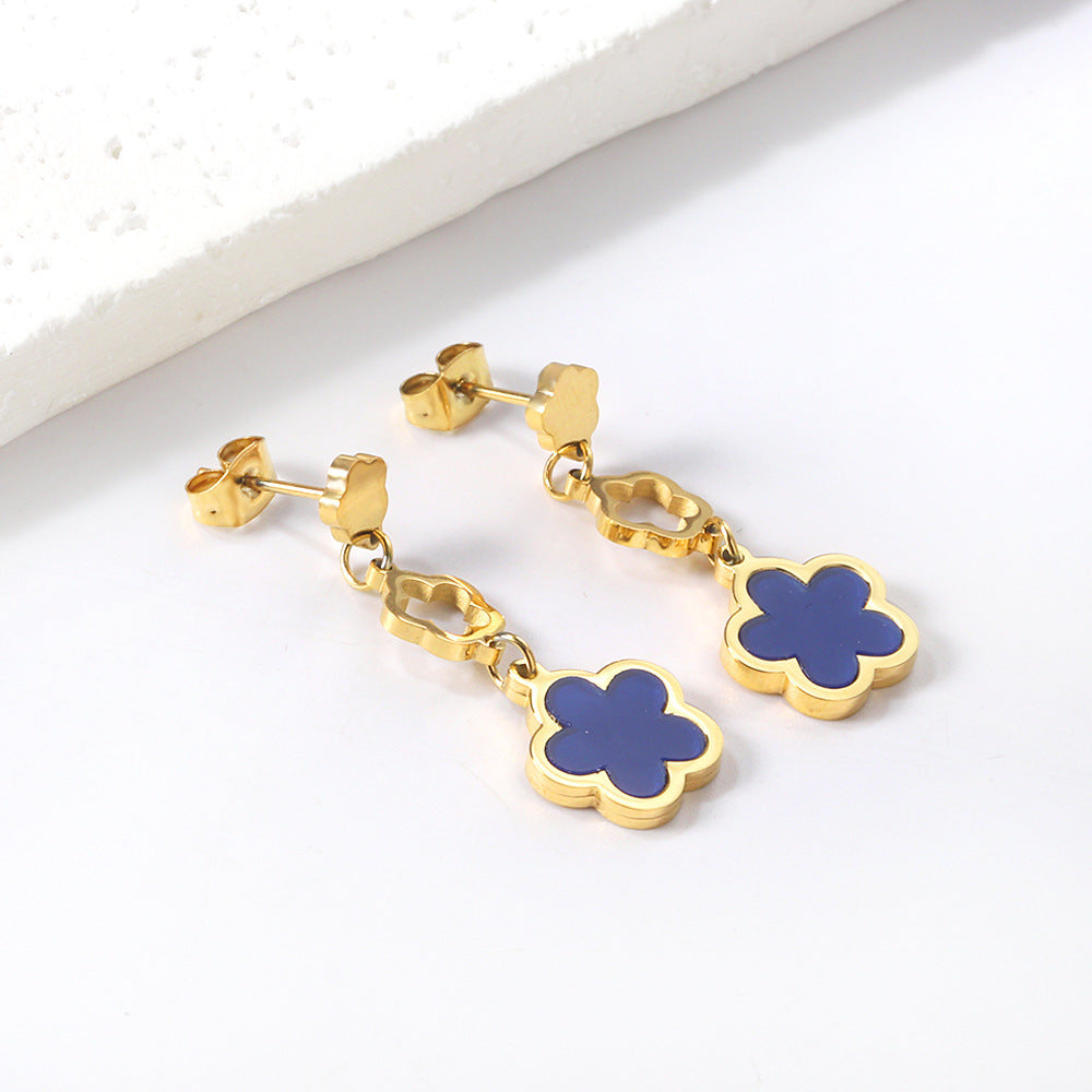 Damen Hängende Ohrringe mit floralem Design und glänzender goldfarbener Oberfläche Shop Nory