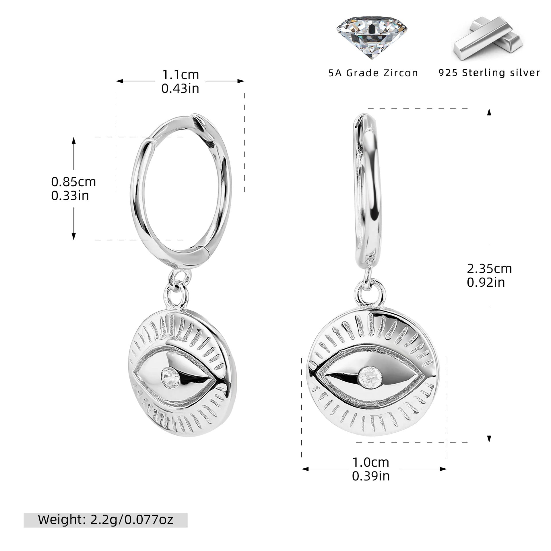 Damen Ohrhänger mit schützendem Augenmotiv aus hochwertigem 925 Sterling Silber Shop Nory
