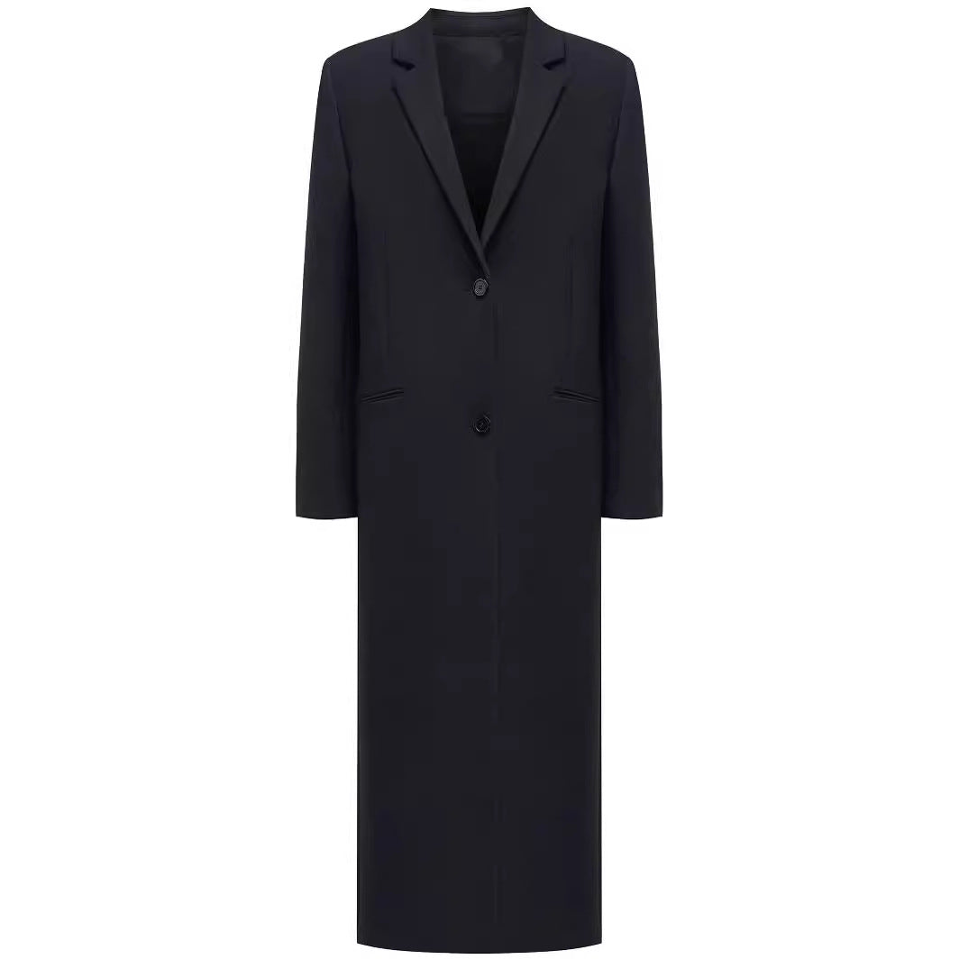 Damen lang geschnittener einreihiger Oversize-Mantel mit schmalem Revers Shop Nory
