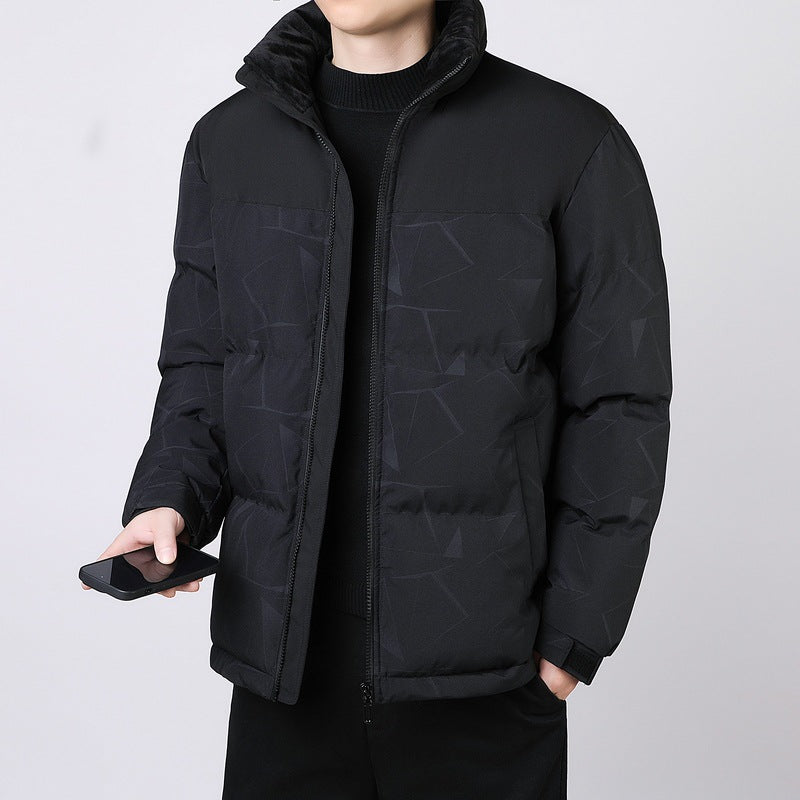 Herren Isolierte Winter-Steppjacke mit geometrischer Ton-in-Ton‑Steppung und hohem Stehkragen Shop Nory