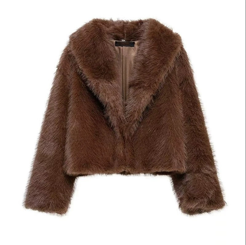 Damen Kurzer Boxy Kunstpelz‑Blouson mit voluminösem Schalkragen Shop Nory
