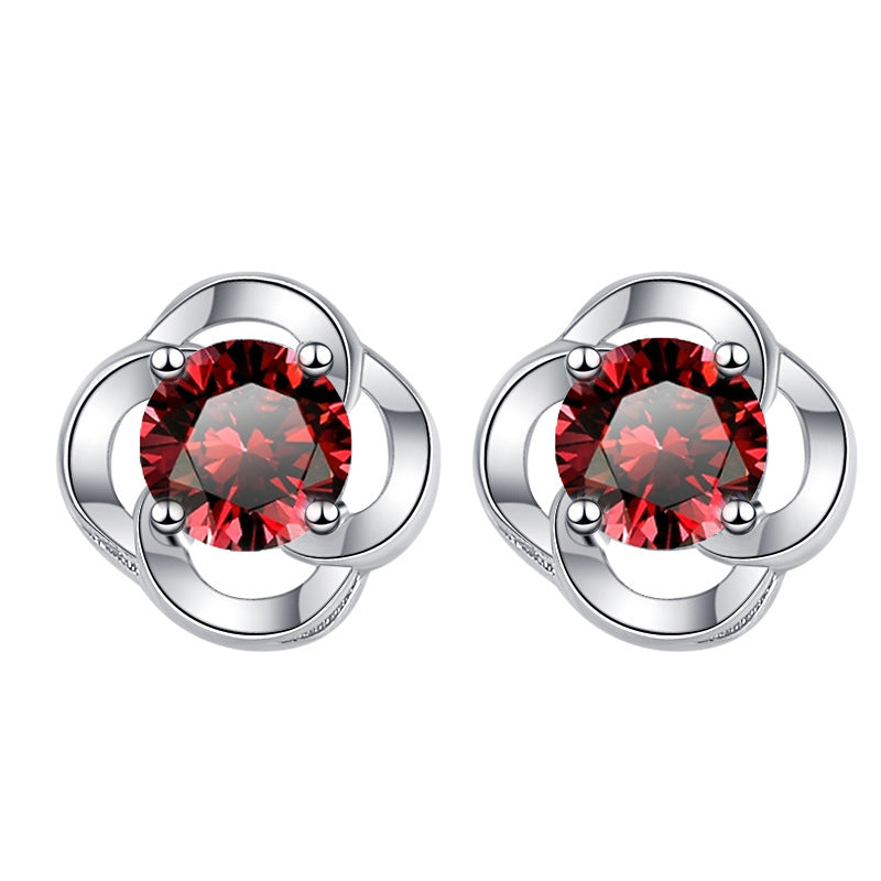 Damen Ohrringe im floralen Design mit buntem Kristall Shop Nory