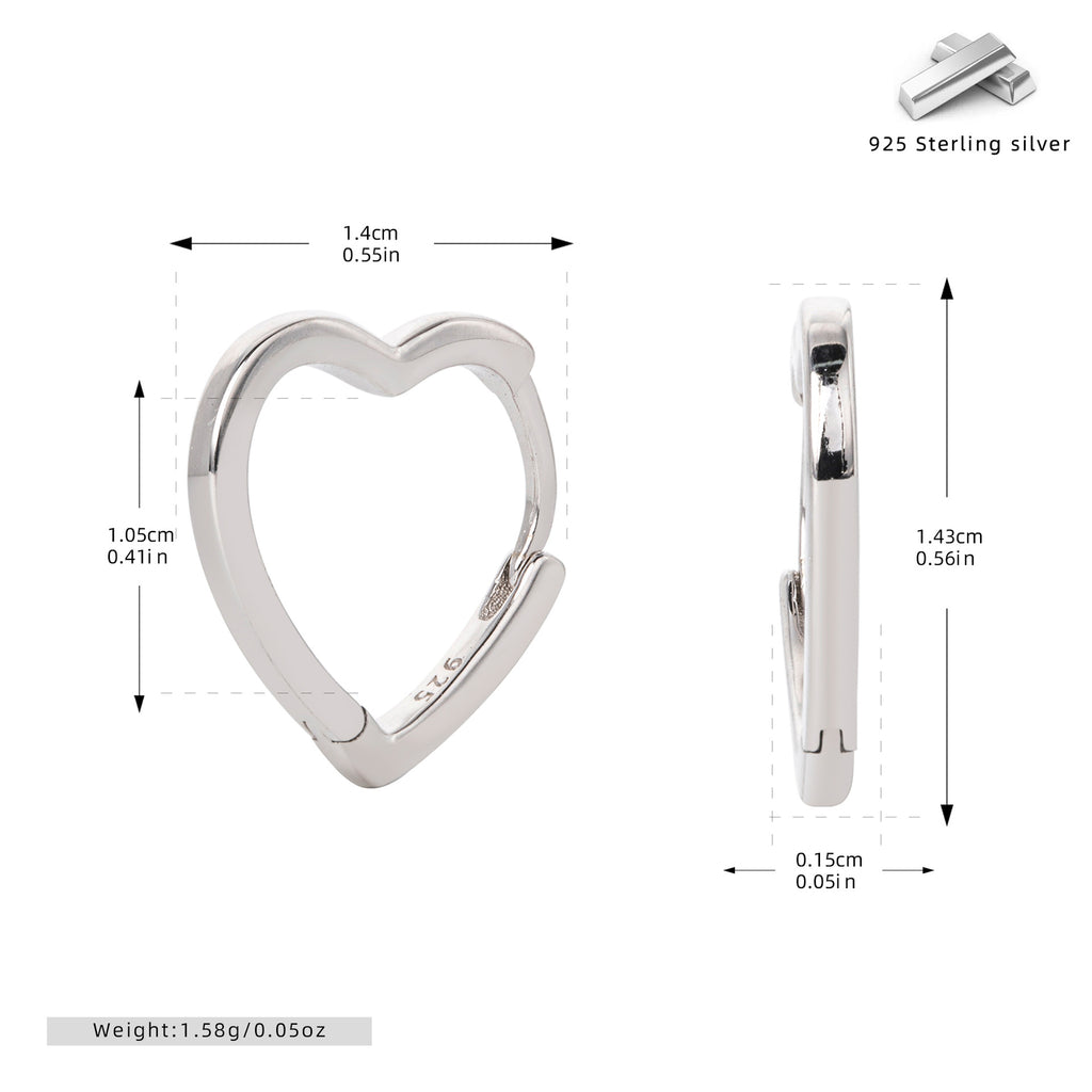Damen Ohrringe in Herzform aus hochwertigem 925 Sterling Silber Shop Nory