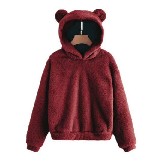 Damen Kuscheliger Teddy-Fleece-Hoodie mit Bärenohren und Oversize-Passform Shop Nory