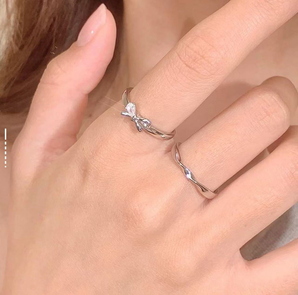 Damen Verlobungsring-Set mit eleganten Schleifen- und Wellen-Design Shop Nory
