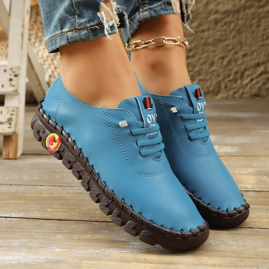 Damen Atmungsaktive und bequeme Freizeitschuhe mit elastischen Schnürsenkeln Shopnory