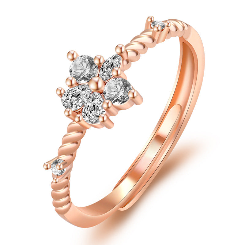 Damen Funkelnder Ring mit floralen Kristall-Elementen Shop Nory