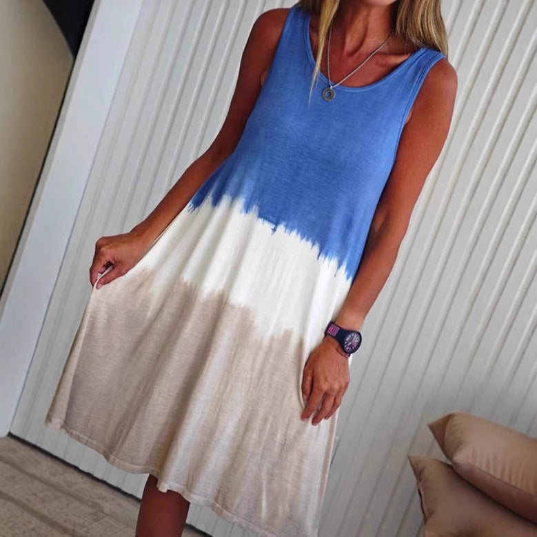 Damen ärmelloses Kleid mit modischem Farbverlauf und entspannter Silhouette