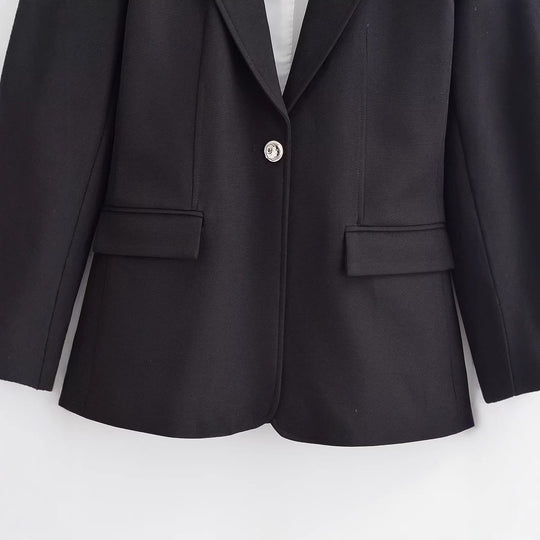 Damen Taillierter Einknopfblazer mit Schalkragen und Pattentaschen Shop Nory